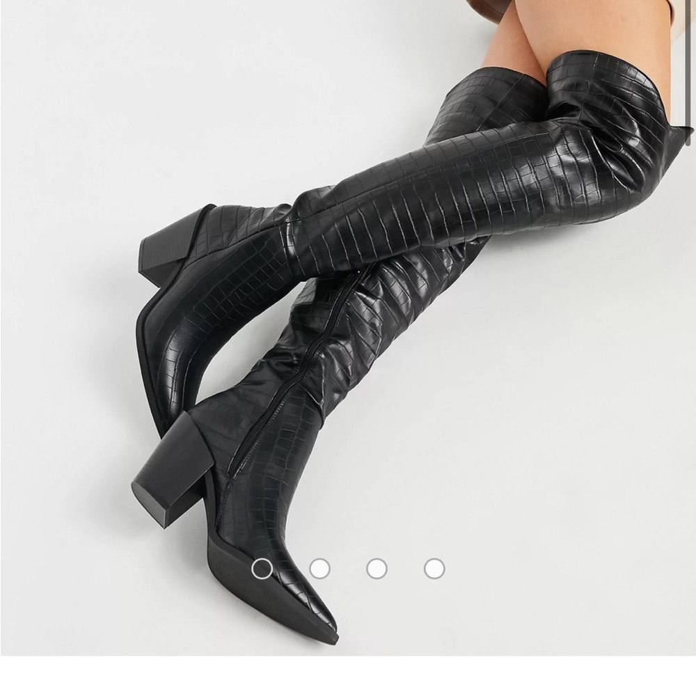 Sold out faux leather thigh high western boots